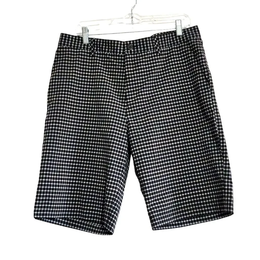 Adidas black & gray plaid shorts